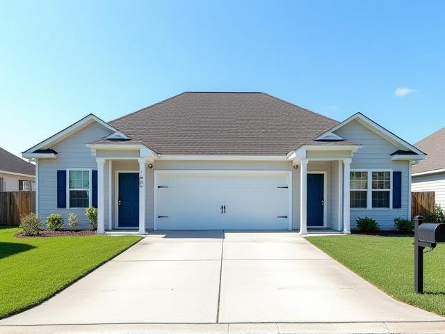 Recently renovated duplex in Cayce, SC, featuring two distinct entrances and modern exterior finishes.